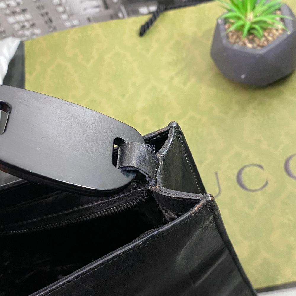 Authentic Rare Gucci Elegant black leather Bag - Picture 13 of 14